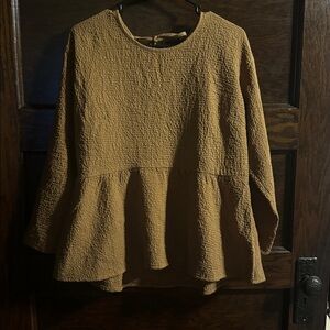Madewell Peplum Open Back Toffee Top Size Small, EUC